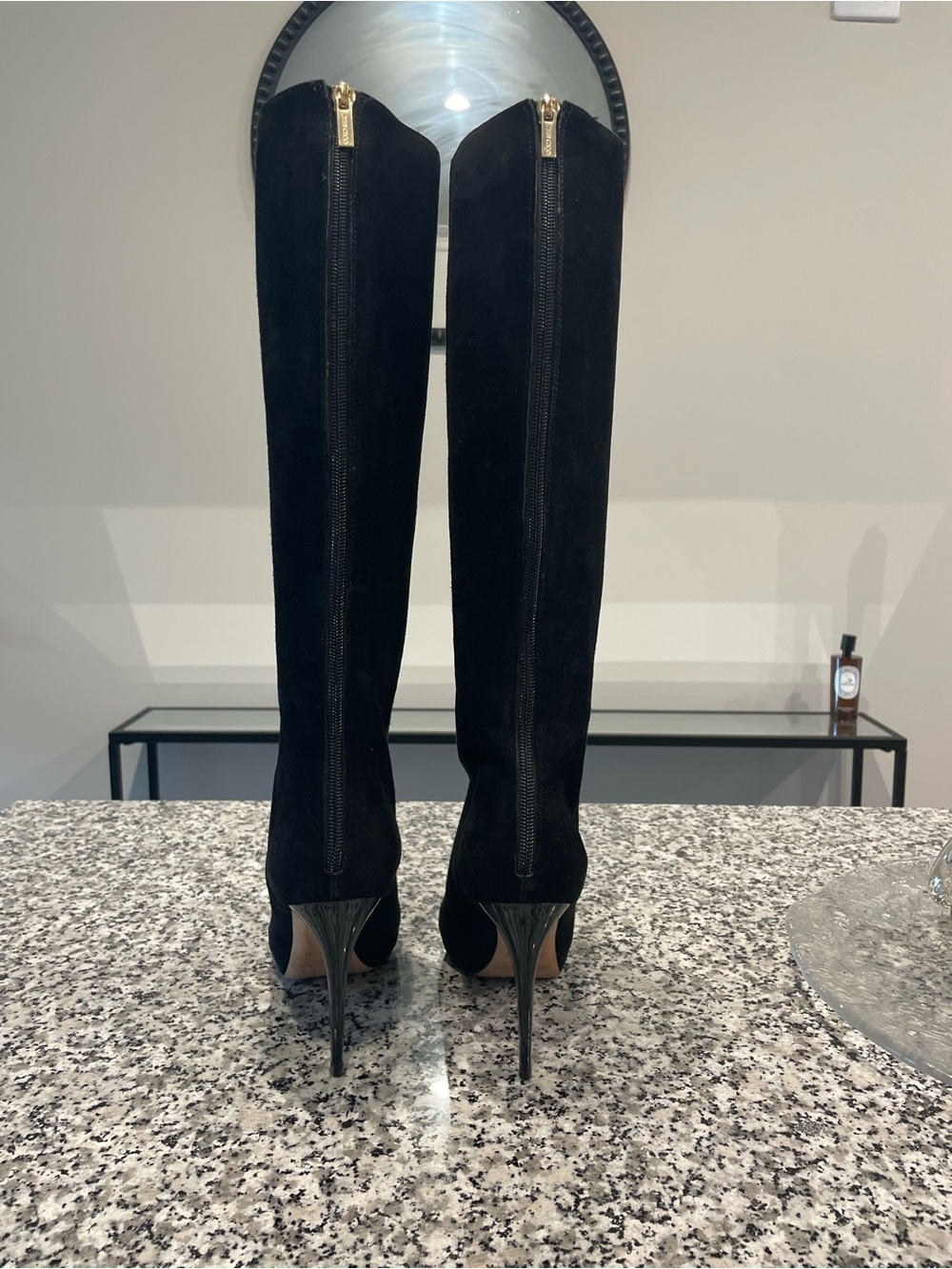 Jimmy Choo Black Suede Over-the-Knee Stiletto Boots